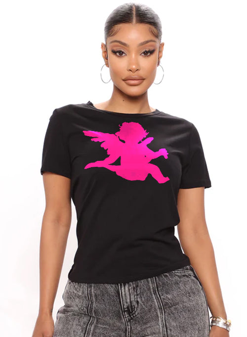 OG Angel Basic Tee - Black/Pink